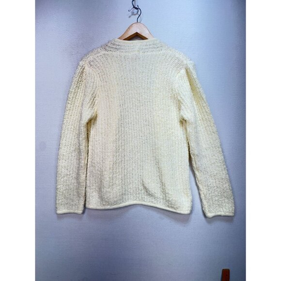 Vintage HRS Women's Open Front Cardigan Acrylic Sweater Knit Soft Size M Ivory - Picture 9 of 11